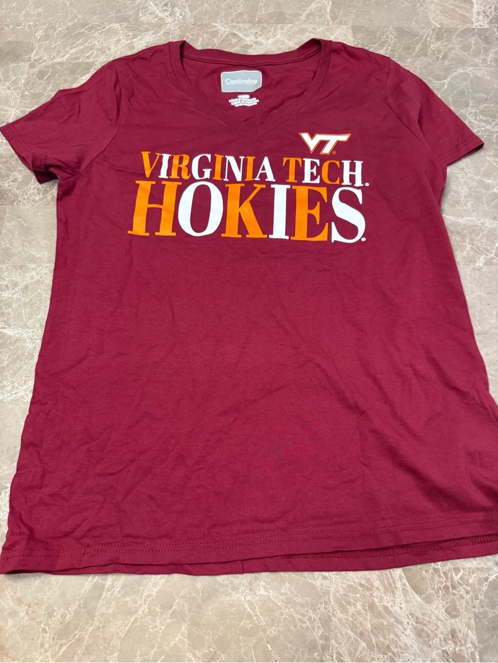 Captivating Virginia Tech Hokies Maroon Women’s T-Shirt Size M